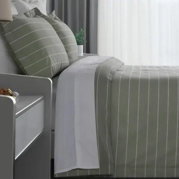“Studio Stripe” Printed Quilt Cover Sets Sage