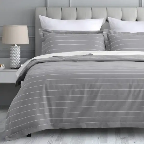 “Studio Stripe” Printed Quilt Cover Sets Silver